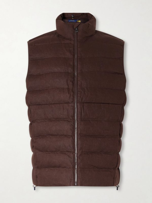 The Colden Logo-Embroidered Quilted Linen Vest