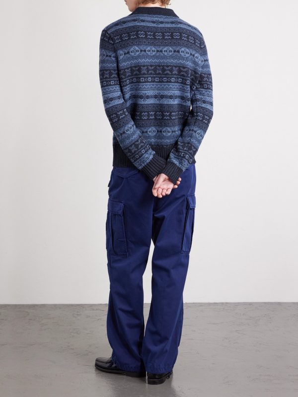 Fair Isle Wool and Linen-Blend Polo Sweater - BK