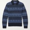 Fair Isle Wool and Linen-Blend Polo Sweater