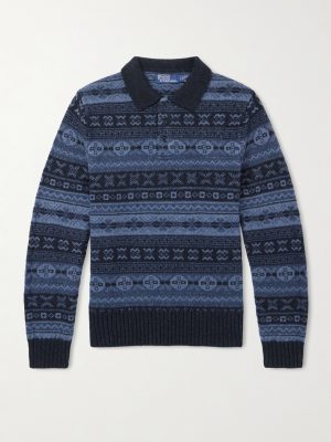 Fair Isle Wool and Linen-Blend Polo Sweater Fair Isle Wool and Linen-Blend Polo Sweater