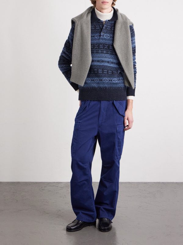 Fair Isle Wool and Linen-Blend Polo Sweater - OU