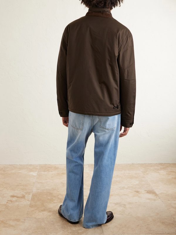 Abottson Padded Suede-Trimmed Recycled-Gabardine Jacket - BK Abottson Padded Suede-Trimmed Recycled-Gabardine Jacket - BK