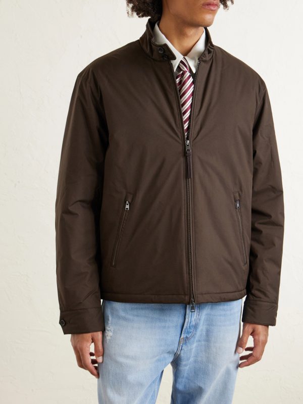 Abottson Padded Suede-Trimmed Recycled-Gabardine Jacket - FR Abottson Padded Suede-Trimmed Recycled-Gabardine Jacket - FR