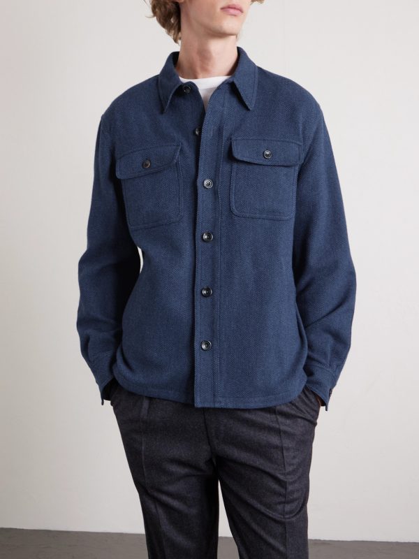 Herringbone Wool-Blend Overshirt - FR Herringbone Wool-Blend Overshirt - FR