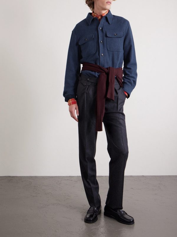 Herringbone Wool-Blend Overshirt - OU Herringbone Wool-Blend Overshirt - OU