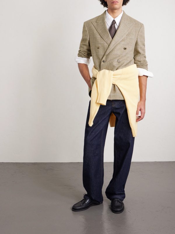 Double-Breasted Prince of Wales Checked Silk, Wool and Linen-Blend Blazer - OU Double-Breasted Prince of Wales Checked Silk, Wool and Linen-Blend Blazer - OU