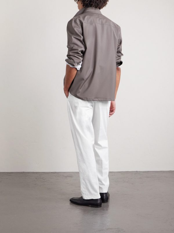 Straight-Leg Cotton-Blend Twill Trousers - BK Straight-Leg Cotton-Blend Twill Trousers - BK