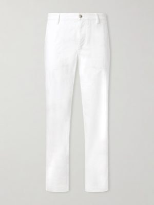 Straight-Leg Cotton-Blend Twill Trousers Straight-Leg Cotton-Blend Twill Trousers