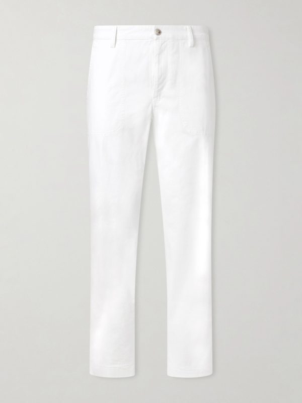 Straight-Leg Cotton-Blend Twill Trousers Straight-Leg Cotton-Blend Twill Trousers