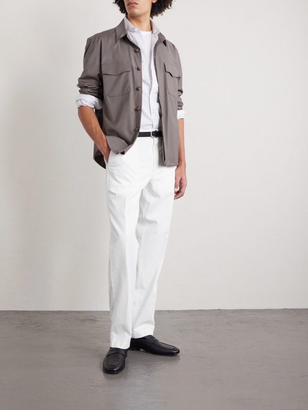 Straight-Leg Cotton-Blend Twill Trousers - OU Straight-Leg Cotton-Blend Twill Trousers - OU
