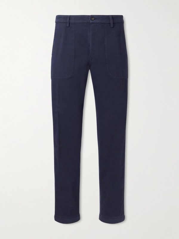 Straight-Leg Cotton-Blend Twill Trousers Straight-Leg Cotton-Blend Twill Trousers