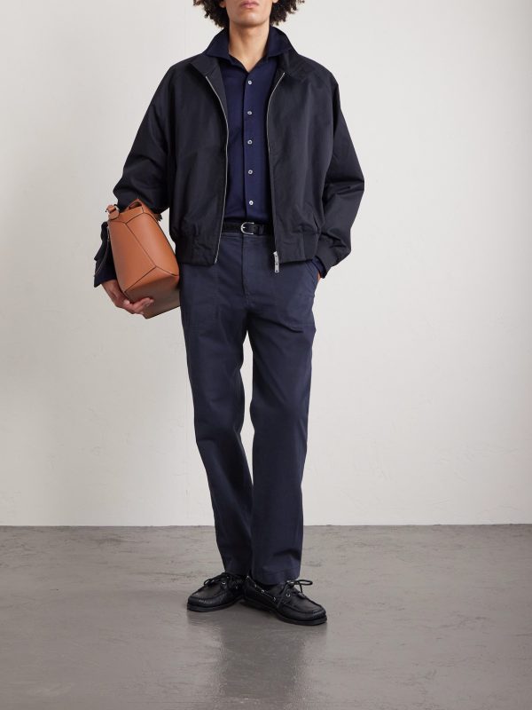 Straight-Leg Cotton-Blend Twill Trousers - OU Straight-Leg Cotton-Blend Twill Trousers - OU