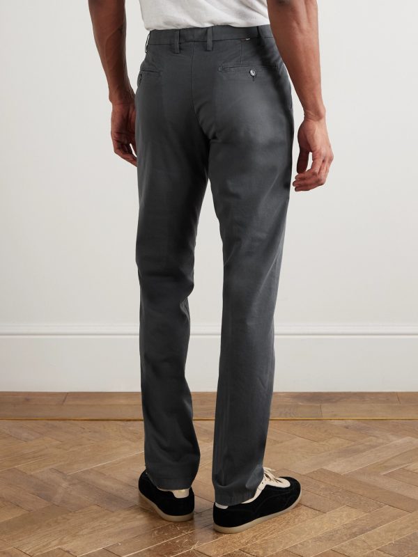Tapered Cotton-Blend Twill Trousers - BK Tapered Cotton-Blend Twill Trousers - BK