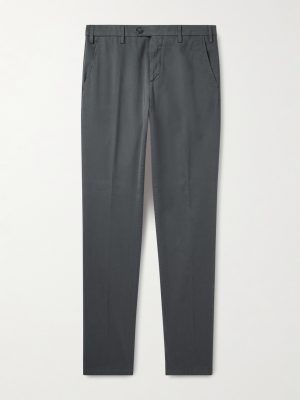 Tapered Cotton-Blend Twill Trousers