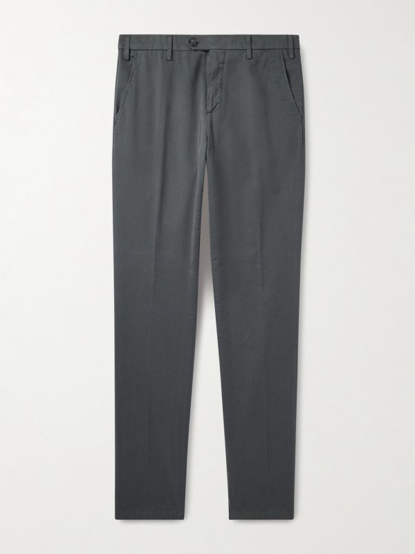 Tapered Cotton-Blend Twill Trousers Tapered Cotton-Blend Twill Trousers