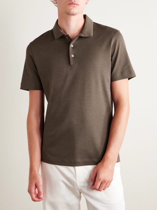 Slim-Fit Cotton and Lyocell-Blend Piqué Polo Shirt - FR