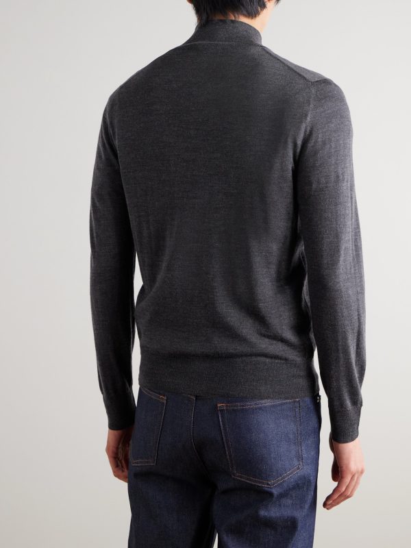 Wool Zip-Up Cardigan - BK Wool Zip-Up Cardigan - BK