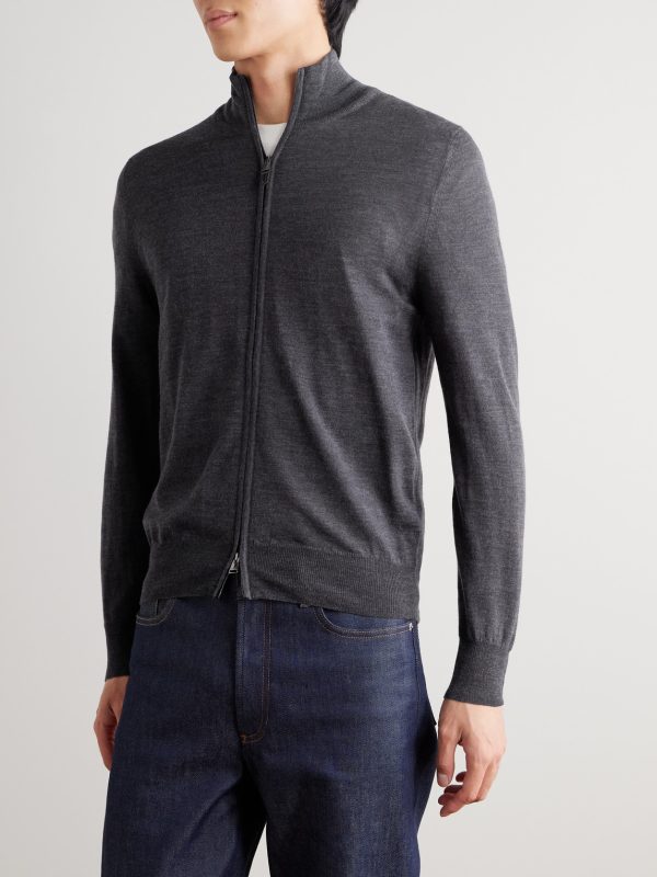 Wool Zip-Up Cardigan - FR Wool Zip-Up Cardigan - FR
