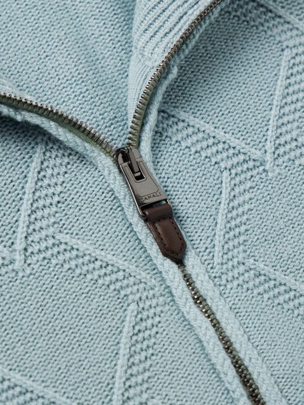 Textured-Knit Merino Wool Zip-Up Cardigan - CU Textured-Knit Merino Wool Zip-Up Cardigan - CU