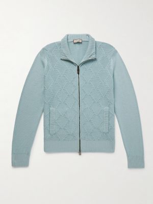 Textured-Knit Merino Wool Zip-Up Cardigan Textured-Knit Merino Wool Zip-Up Cardigan