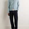 Textured-Knit Merino Wool Zip-Up Cardigan - OU Textured-Knit Merino Wool Zip-Up Cardigan - OU