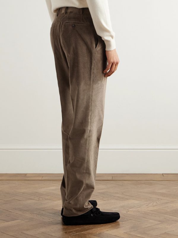 Tapered Cotton-Blend Corduroy Trousers - BK Tapered Cotton-Blend Corduroy Trousers - BK