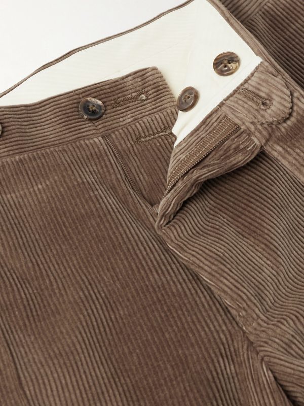 Tapered Cotton-Blend Corduroy Trousers - E1 Tapered Cotton-Blend Corduroy Trousers - E1