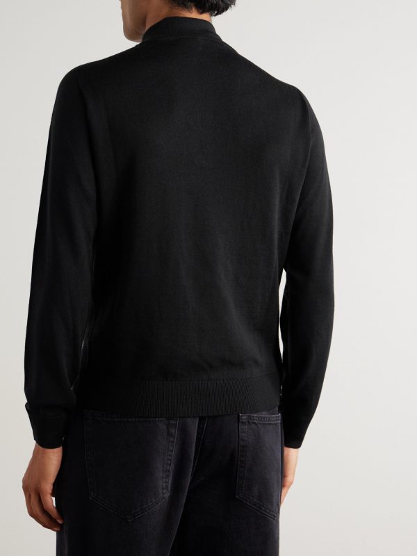 Slim-Fit Wool Half-Zip Sweater - BK Slim-Fit Wool Half-Zip Sweater - BK
