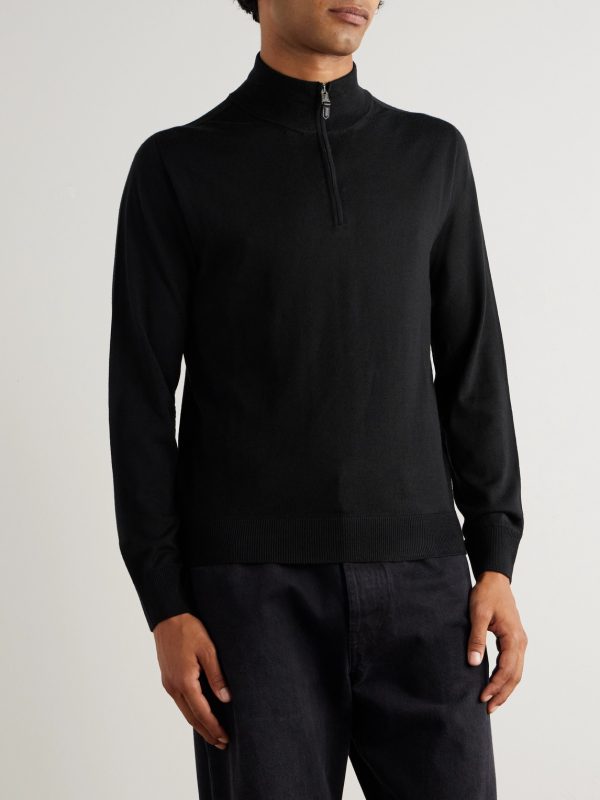 Slim-Fit Wool Half-Zip Sweater - FR Slim-Fit Wool Half-Zip Sweater - FR