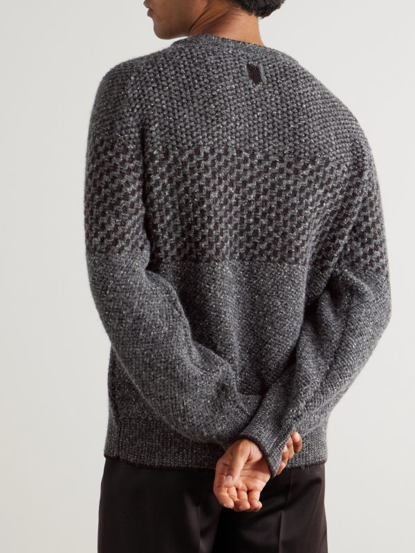 Jacquard-Knit Wool-Blend Bouclé Sweater - BK Jacquard-Knit Wool-Blend Bouclé Sweater - BK