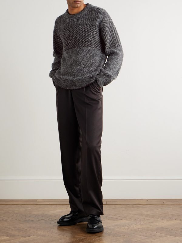 Jacquard-Knit Wool-Blend Bouclé Sweater - OU Jacquard-Knit Wool-Blend Bouclé Sweater - OU