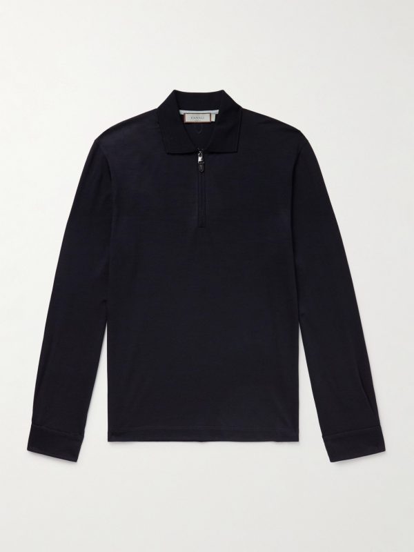 Wool Half-Zip Polo Shirt