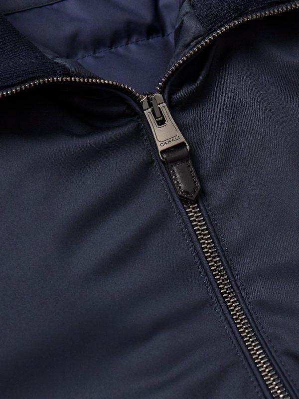 Leather-Trimmed Shell Down Bomber Jacket - E1 Leather-Trimmed Shell Down Bomber Jacket - E1