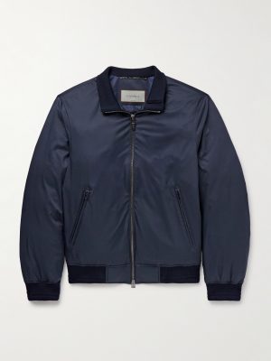 Leather-Trimmed Shell Down Bomber Jacket Leather-Trimmed Shell Down Bomber Jacket