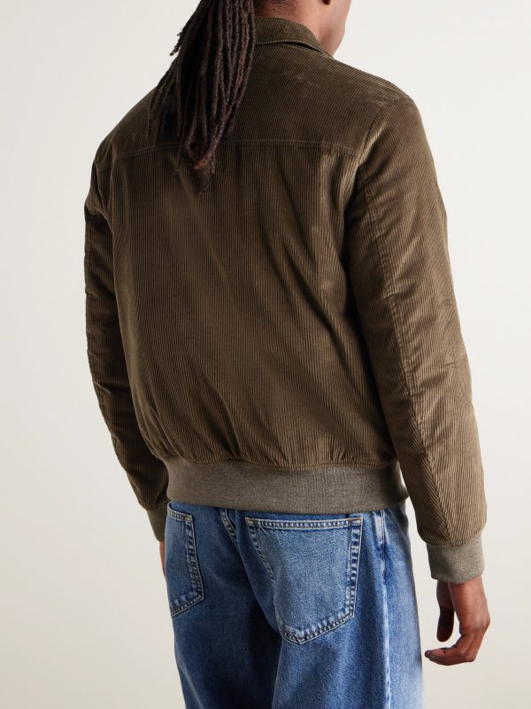 Leather-Trimmed Cotton-Corduroy Blouson Jacket - BK Leather-Trimmed Cotton-Corduroy Blouson Jacket - BK