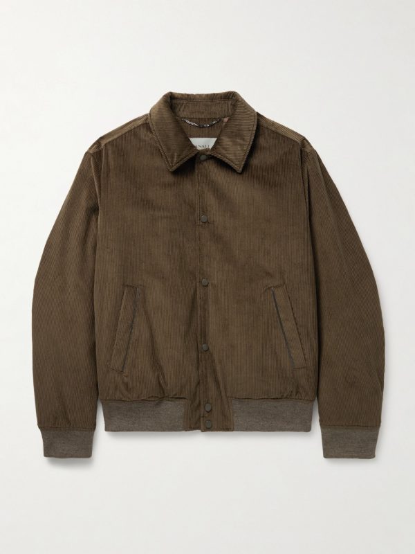 Leather-Trimmed Cotton-Corduroy Blouson Jacket Leather-Trimmed Cotton-Corduroy Blouson Jacket