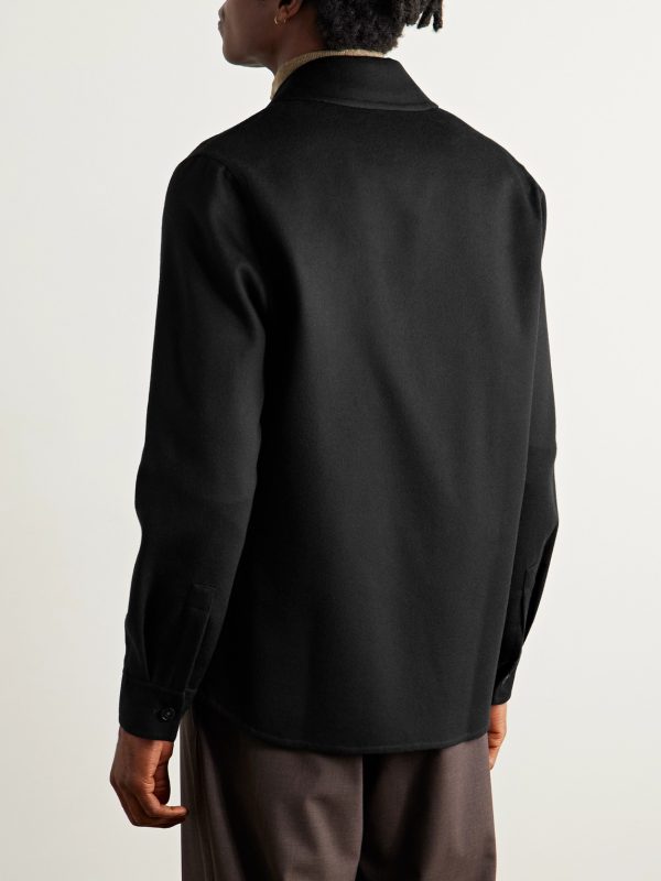 Camp-Collar Wool-Blend Felt Overshirt - BK Camp-Collar Wool-Blend Felt Overshirt - BK