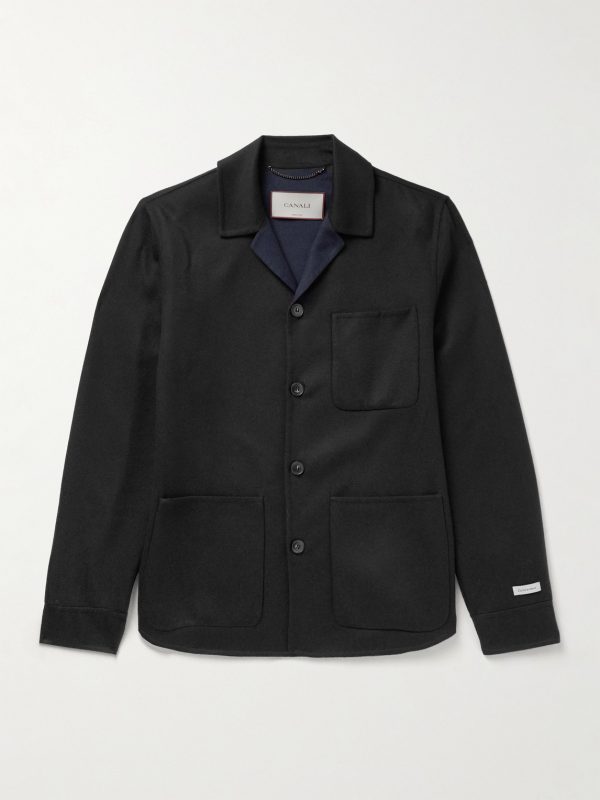 Camp-Collar Wool-Blend Felt Overshirt Camp-Collar Wool-Blend Felt Overshirt