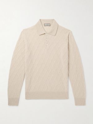 Cable-Knit Wool and Cashmere-Blend Polo Shirt Cable-Knit Wool and Cashmere-Blend Polo Shirt