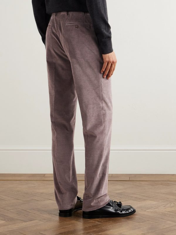 Tapered Cotton-Blend Corduroy Trousers - BK