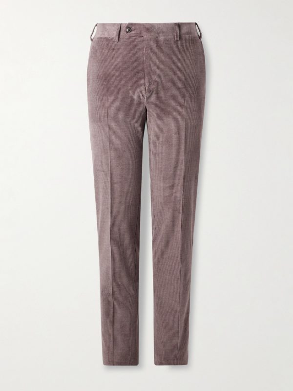 Tapered Cotton-Blend Corduroy Trousers