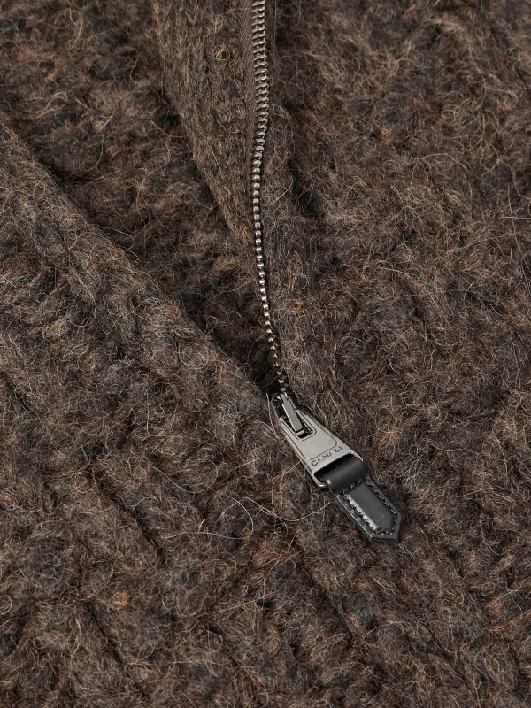 Basketwoven Alpaca-Blend Zip-Up Cardigan - CU