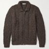 Basketwoven Alpaca-Blend Zip-Up Cardigan