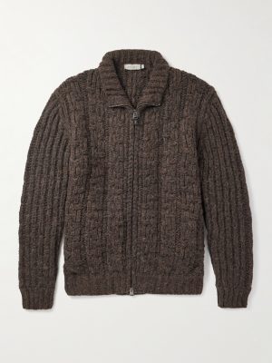 Basketwoven Alpaca-Blend Zip-Up Cardigan Basketwoven Alpaca-Blend Zip-Up Cardigan