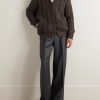 Basketwoven Alpaca-Blend Zip-Up Cardigan - OU