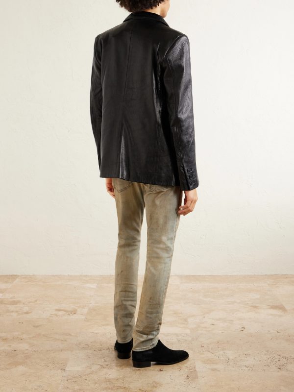 MX1 Skinny-Fit Distressed Suede-Trimmed Jeans - BK