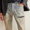 MX1 Skinny-Fit Distressed Suede-Trimmed Jeans - CU