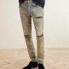 MX1 Skinny-Fit Distressed Suede-Trimmed Jeans - FR