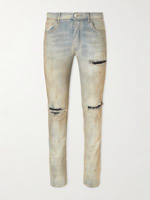 MX1 Skinny-Fit Distressed Suede-Trimmed Jeans MX1 Skinny-Fit Distressed Suede-Trimmed Jeans