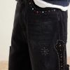 Straight-Leg Distressed Studded Jeans - CU Straight-Leg Distressed Studded Jeans - CU